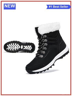 Winter Snow Boots Women Warm Fur Lined Anti-Slip Hiking Insulated Waterproof